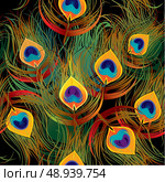 Seamless pattern - peacock feathers. Стоковая иллюстрация, агентство Ingram Publishing / Фотобанк Лори