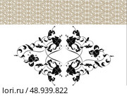 Vintage ornate seamless pattern in rococo style and separate element in the enlarged view. Стоковая иллюстрация, агентство Ingram Publishing / Фотобанк Лори