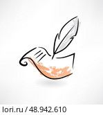 feather and paper grunge icon. Стоковая иллюстрация, агентство Ingram Publishing / Фотобанк Лори