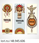 Ethnic american tribal animal totems colored vertical banners set isolated vector illustration. Стоковая иллюстрация, агентство Ingram Publishing / Фотобанк Лори