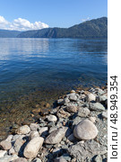 Vertical photo with Siberian landscape featuring Teletskoye lake coast. Стоковое фото, фотограф EugeneSergeev / Фотобанк Лори