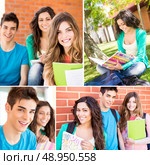 Collage of happy students in school campus. Стоковое фото, агентство Ingram Publishing / Фотобанк Лори