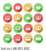 Imperial classical crowns flat solid icons set for  king queen prince jewelry elements composition isolated vector illustration. Стоковая иллюстрация, агентство Ingram Publishing / Фотобанк Лори