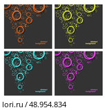 Set of abstract backgrounds with fluorescent splash and circles. Стоковая иллюстрация, агентство Ingram Publishing / Фотобанк Лори