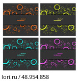 Set of abstract backgrounds with fluorescent splash and circles. Стоковая иллюстрация, агентство Ingram Publishing / Фотобанк Лори