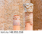 Ancient columns in Cartagena Roman Amphitheater at Murcia Spain. Стоковое фото, агентство Ingram Publishing / Фотобанк Лори
