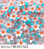 Matricaria chamomilla - Chamomile tribe mayweed on the surface blue fresh. Стоковое AI-изображение, AI-художник Александра Рублева / Фотобанк Лори