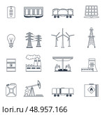 Energy and environment icons outline set with gasoline station nuclear plant jerrycan isolated vector illustration. Стоковая иллюстрация, агентство Ingram Publishing / Фотобанк Лори