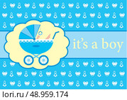 Baby boy arrival announcement card. Стоковая иллюстрация, агентство Ingram Publishing / Фотобанк Лори