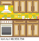 Kitchen interior with elements of design and kitchen accessories. Стоковая иллюстрация, агентство Ingram Publishing / Фотобанк Лори