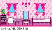 Image of interior bedroom with a bed and a cupboard. Стоковая иллюстрация, агентство Ingram Publishing / Фотобанк Лори
