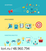 Marketer horizontal banners set with advertising effectiveness marketing analytics isolated vector illustration. Стоковая иллюстрация, агентство Ingram Publishing / Фотобанк Лори
