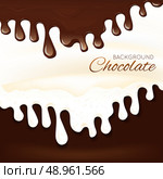 Sweets dessert molten chocolate splash drips background vector illustration. Стоковая иллюстрация, агентство Ingram Publishing / Фотобанк Лори