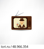 TV journalist acts in direct effire. Стоковая иллюстрация, агентство Ingram Publishing / Фотобанк Лори