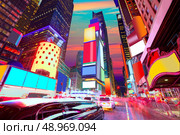 Times Square Manhattan New York all the ads deleted US. Стоковое фото, агентство Ingram Publishing / Фотобанк Лори