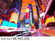 Times Square Manhattan New York all the ads deleted US. Стоковое фото, агентство Ingram Publishing / Фотобанк Лори