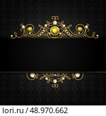 Jewellery black background with unique classic vintage golden diamond gems tiara vector illustration. Стоковая иллюстрация, агентство Ingram Publishing / Фотобанк Лори
