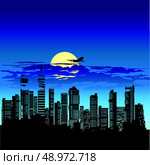 Silhouette of city on a background nightly sky. Стоковая иллюстрация, агентство Ingram Publishing / Фотобанк Лори