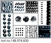 Set of creative cards with blots and scribbles. Vector illustration. Стоковая иллюстрация, агентство Ingram Publishing / Фотобанк Лори
