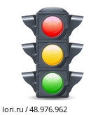 Traffic lights realistic isolated object on white background vector illustration. Стоковая иллюстрация, агентство Ingram Publishing / Фотобанк Лори