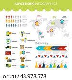 Advertising infographics set with marketing strategy symbols charts and world map vector illustration. Стоковая иллюстрация, агентство Ingram Publishing / Фотобанк Лори