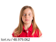 crossed eyes blond kid girl funny expression gesture in white background. Стоковое фото, агентство Ingram Publishing / Фотобанк Лори