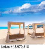 Majorca Cala Mesquida beach in Mallorca Balearic Islands of Spain. Стоковое фото, агентство Ingram Publishing / Фотобанк Лори