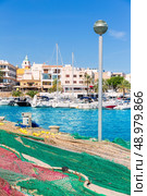 Majorca Cala Ratjada fishing nets Rajada in Capdepera Mallorca. Стоковое фото, агентство Ingram Publishing / Фотобанк Лори