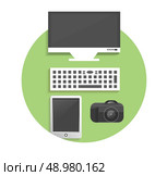Business, office and marketing items icons concept on table. Стоковая иллюстрация, агентство Ingram Publishing / Фотобанк Лори