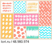 Set of creative cards with blots and scribbles. Vector illustration.. Set of creative cards with blots and scribbles. Стоковая иллюстрация, агентство Ingram Publishing / Фотобанк Лори