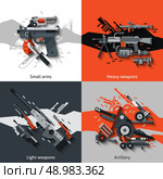 Weapon design concept set with small arms heavy light artillery flat icons isolated vector illustration. Стоковая иллюстрация, агентство Ingram Publishing / Фотобанк Лори