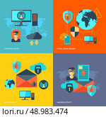 Network security design concept set with computer viruses e-mail spam hacker activity flat icons isolated vector illustration. Network Security Concept. Стоковая иллюстрация, агентство Ingram Publishing / Фотобанк Лори