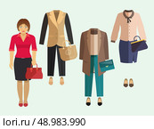 Business woman clothe collection decorative icons set isolated vector illustration. Стоковая иллюстрация, агентство Ingram Publishing / Фотобанк Лори