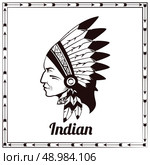 American indian traditional head of clan chieftain ethnic tribe leader pictogram design black sketch abstract vector illustration. Стоковая иллюстрация, агентство Ingram Publishing / Фотобанк Лори