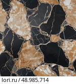 Marvel at the captivating textures of onyx mineral stone, showcasing a blend of rich blacks and warm golden hues. Each unique pattern tells a story of natures artistry over time Generative AI. Стоковое AI-изображение, AI-художник Юлия Петровская / Фотобанк Лори