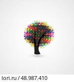 Abstract tree puzzle colorful background. Стоковая иллюстрация, агентство Ingram Publishing / Фотобанк Лори