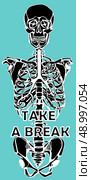 Human skeleton. Creative quote background. Digital illustration. Quote Typographical Background with hand. Стоковая иллюстрация, агентство Ingram Publishing / Фотобанк Лори