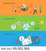 Business mentoring flat horizontal banners set . Business public relations in education mentorship process program concept flat horizontal banners set abstract isolated vector illustration. Стоковая иллюстрация, агентство Ingram Publishing / Фотобанк Лори