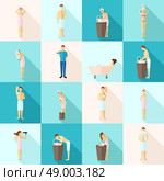 Personal Hygiene Flat Icons Set. Personal hygiene and care colored flat long shadows icons set isolated vector illustration. Стоковая иллюстрация, агентство Ingram Publishing / Фотобанк Лори