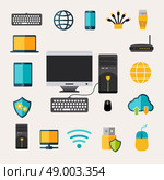 Network gadget set with flat mobile phone tablet and laptop isolated vector illustration. Network Gadget Set. Стоковая иллюстрация, агентство Ingram Publishing / Фотобанк Лори