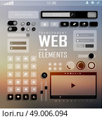 Vector plat transparent Web, mobile Elements, icons. Buttons and Labels, blur background. Стоковая иллюстрация, агентство Ingram Publishing / Фотобанк Лори