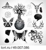 Abstract  gothic sacral illustration with polygon,  crystal design element, symbol, sign for tattoo. Стоковая иллюстрация, агентство Ingram Publishing / Фотобанк Лори