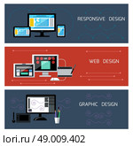 Icons for web design, responsive and graphic design in flat design. Стоковая иллюстрация, агентство Ingram Publishing / Фотобанк Лори