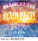 Polygonal seaside view sammer poster  with typography elements. Polygonal background illustration. Стоковая иллюстрация, агентство Ingram Publishing / Фотобанк Лори