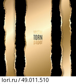 Gold and black torn paper. Vector illustration Gold and black torn paper. Template background. Стоковая иллюстрация, агентство Ingram Publishing / Фотобанк Лори