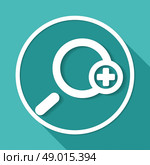 Magnify icon on white circle with a long shadow. Стоковая иллюстрация, агентство Ingram Publishing / Фотобанк Лори