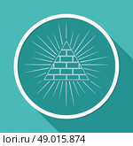 Icon Pyramid on white circle with a long shadow. Стоковая иллюстрация, агентство Ingram Publishing / Фотобанк Лори