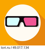 3d glasses icons on white circle with a long shadow. Стоковая иллюстрация, агентство Ingram Publishing / Фотобанк Лори