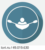 rowing icon on white circle with a long shadow. Стоковая иллюстрация, агентство Ingram Publishing / Фотобанк Лори