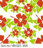 Pretty hibiscus seamless background. Стоковая иллюстрация, агентство Ingram Publishing / Фотобанк Лори